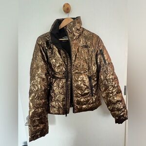 The North Fade down jacket metallic golden women size S